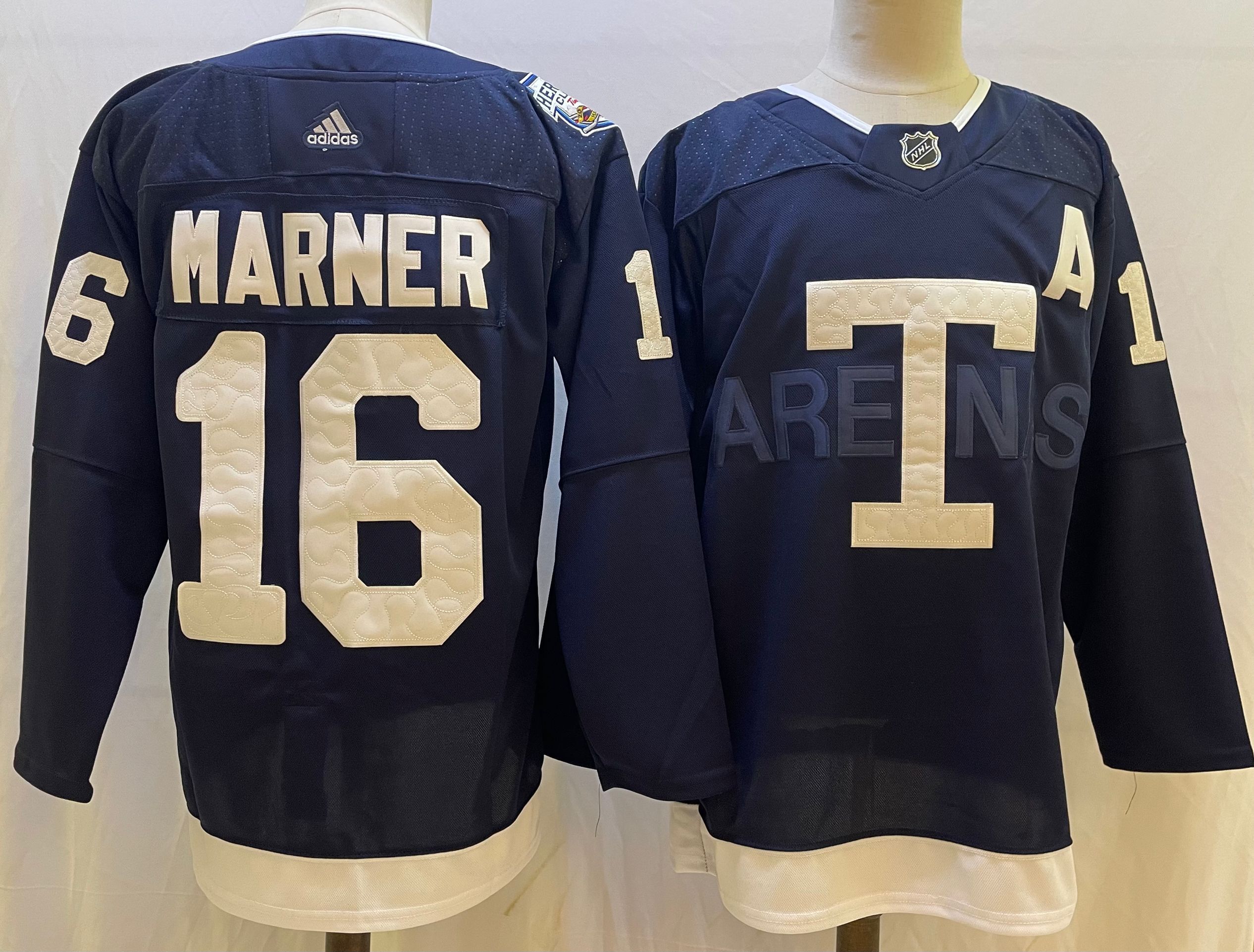 Men Toronto Maple Leafs #16 Marner Blue Classic Edition 2022 Adidas NHL Jersey